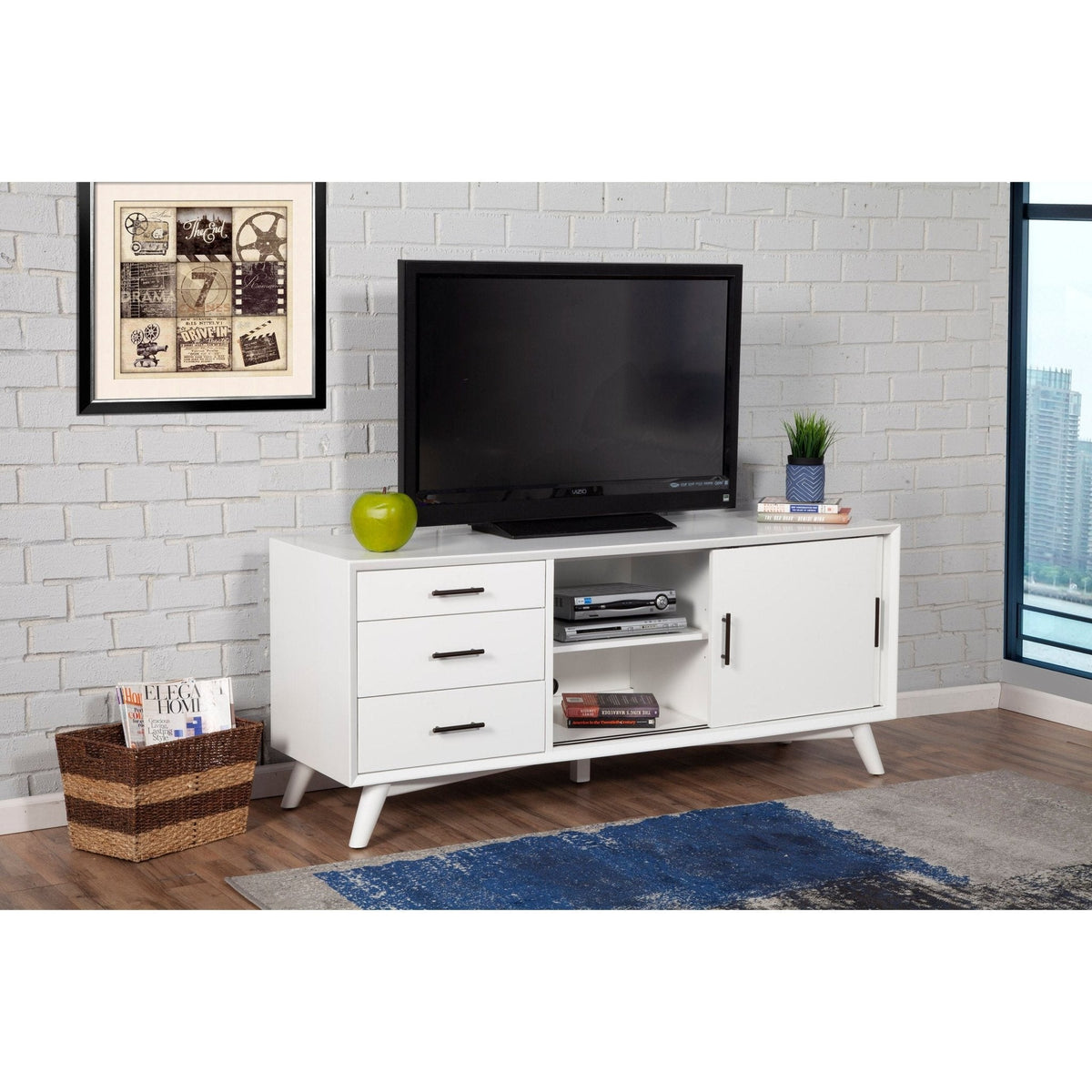 Flynn Large TV Console - White