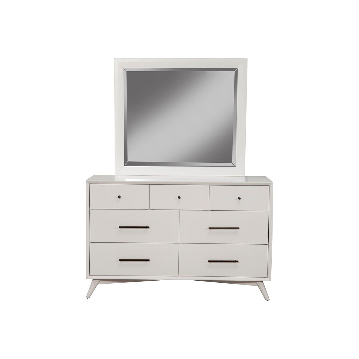 Flynn Mid Century Modern Dresser Mirror - White