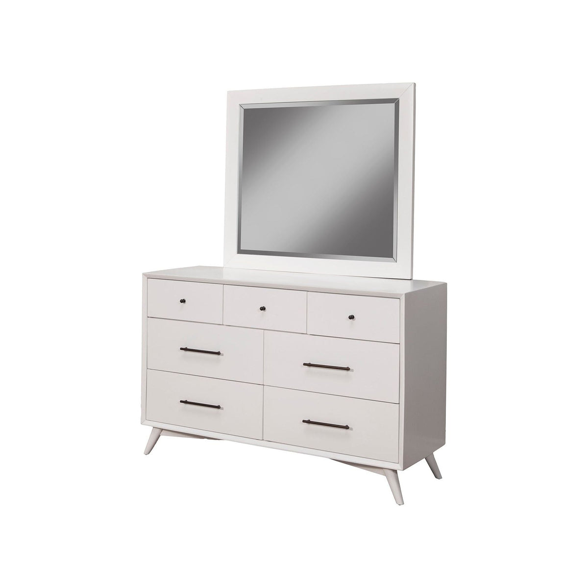 Flynn Mid Century Modern Dresser Mirror - White