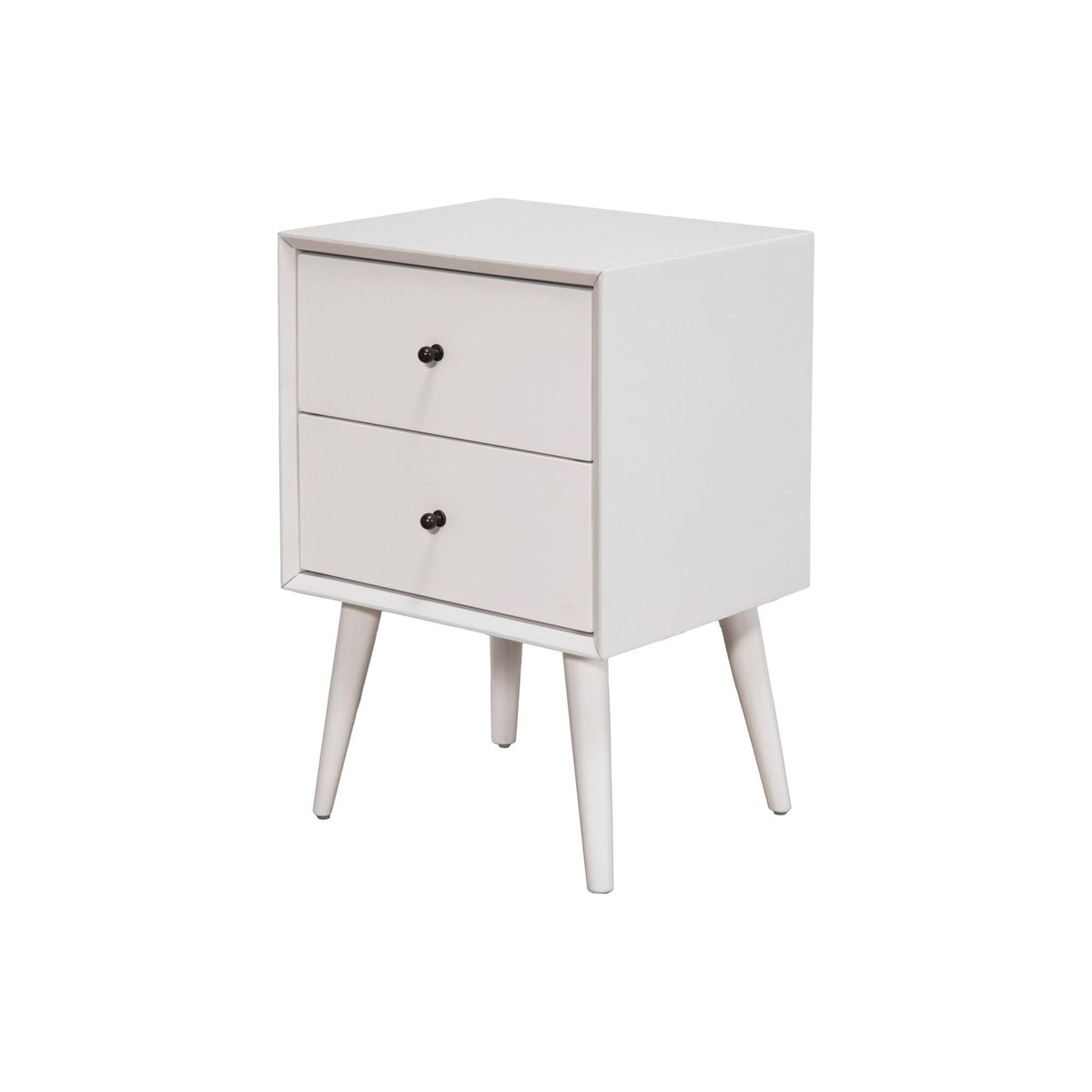 Flynn Mid Century Modern 2 Drawer Nightstand - White