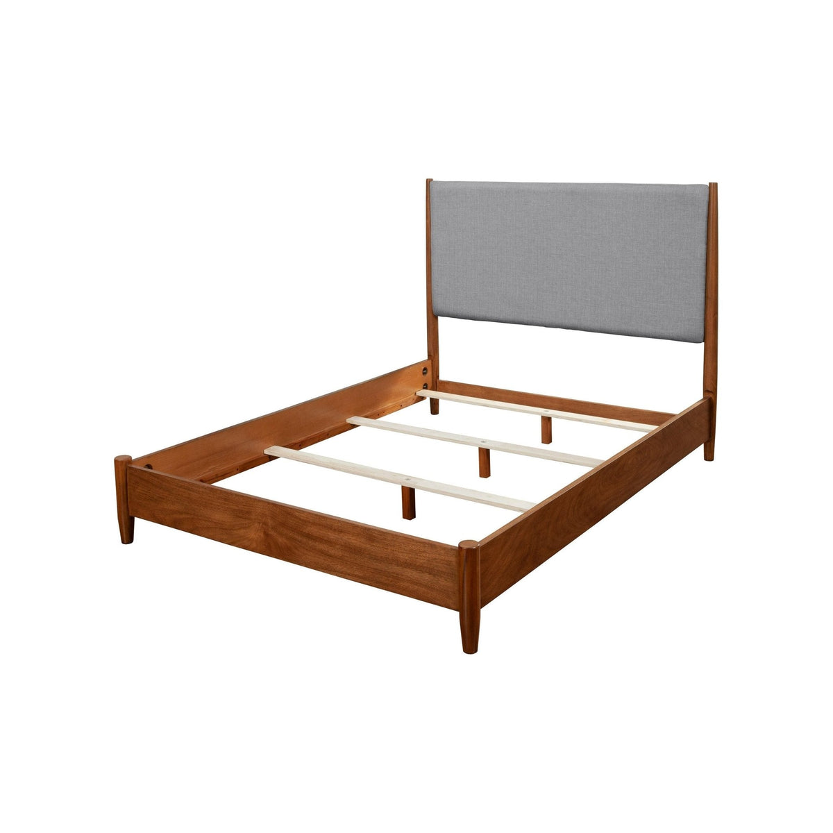 Flynn Mid Century Modern Two Tone Standard King Panel Bed, Chestnut/Grey