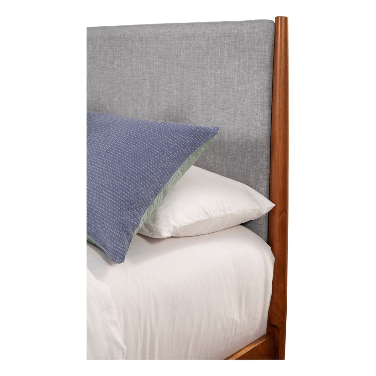 Flynn Mid Century Modern Two Tone California King Panel Bed, Chestnut/Grey