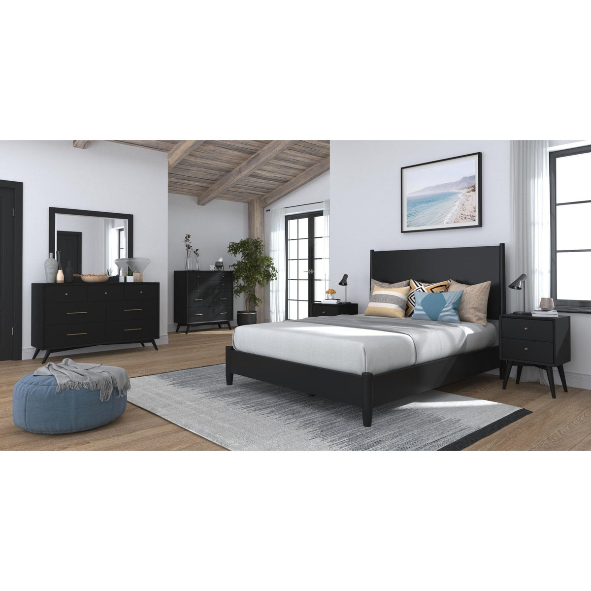 Flynn California King Platform Bed - Black