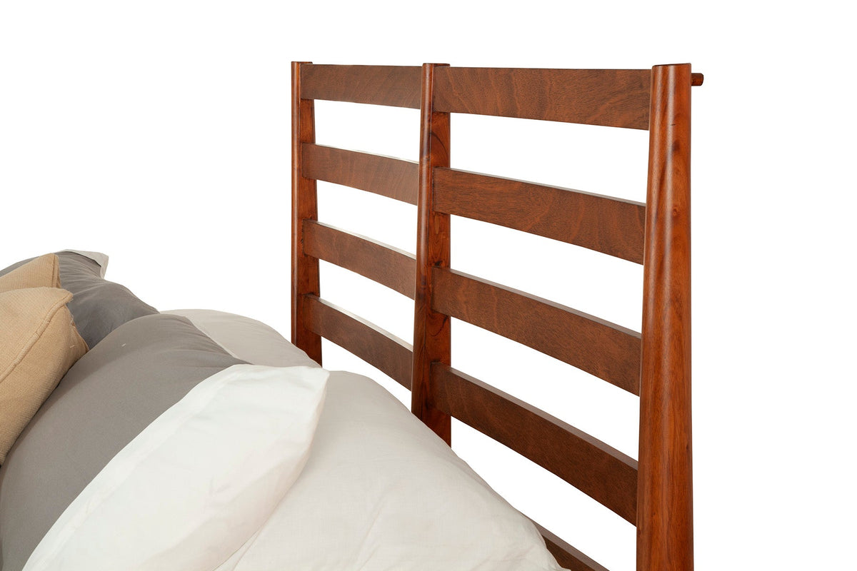 Flynn Retro Full Bed with Slat Back Headboard - Chestnut