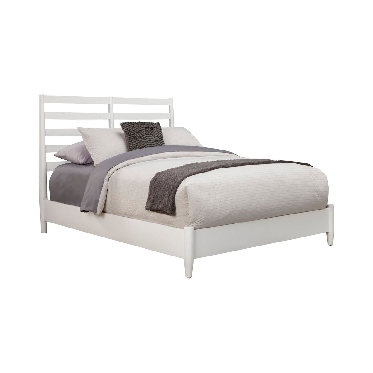 Flynn Retro California King Bed with Slat Back Headboard - White
