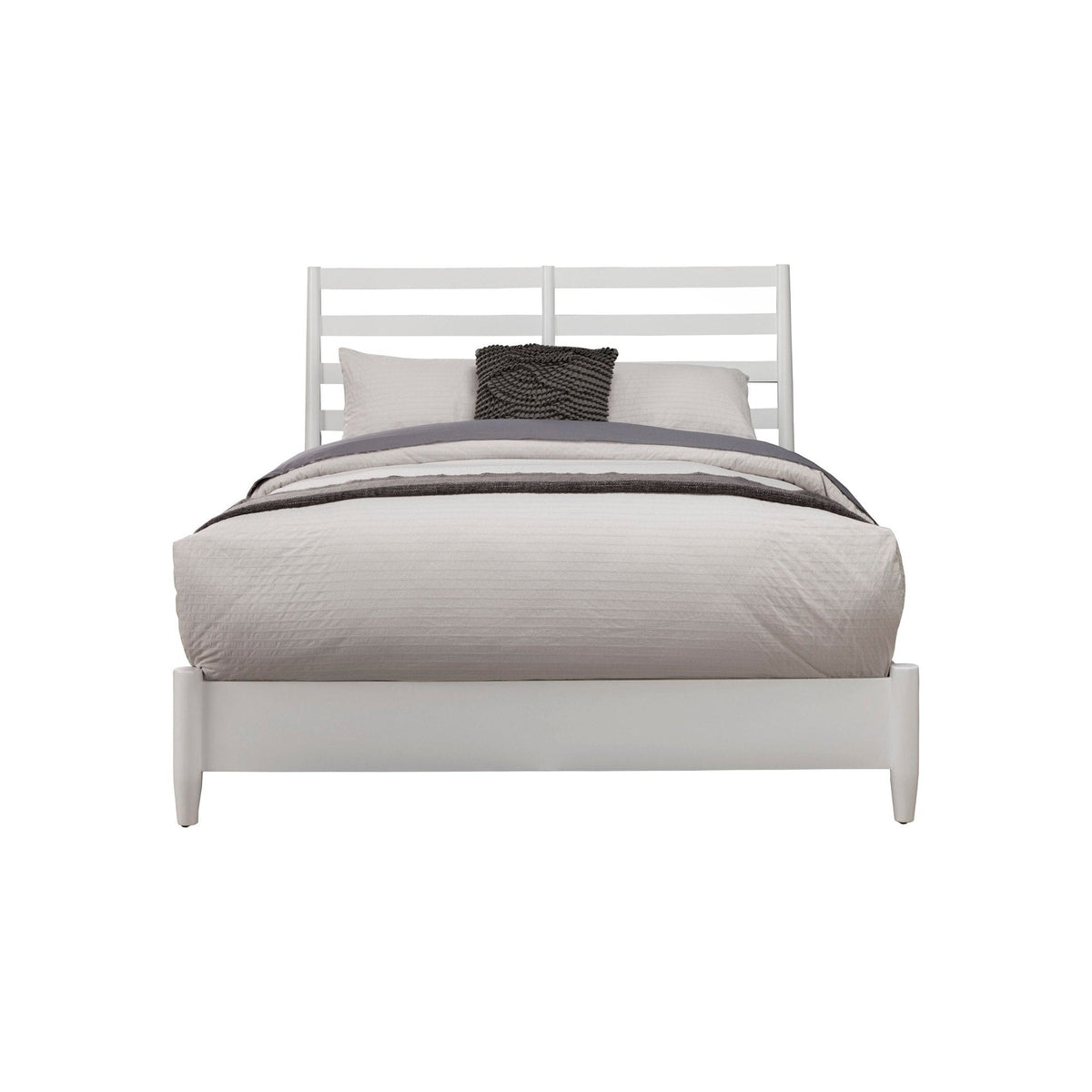 Flynn Retro Standard King Bed with Slat Back Headboard - White