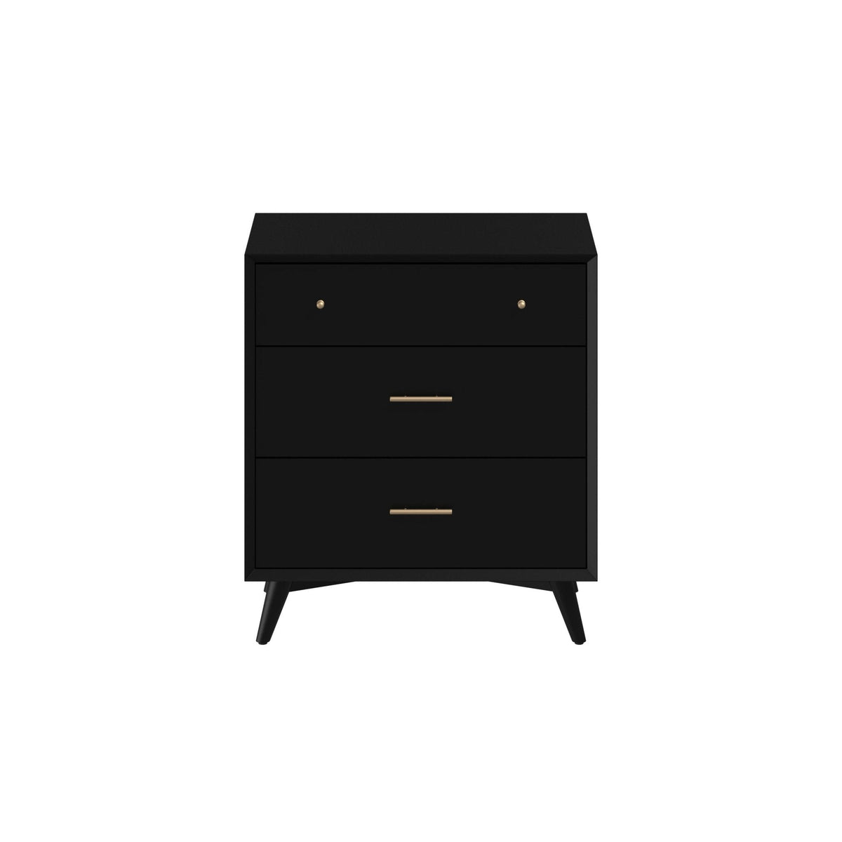 Flynn Mid Century Modern 3 Drawer Small Chest - Black