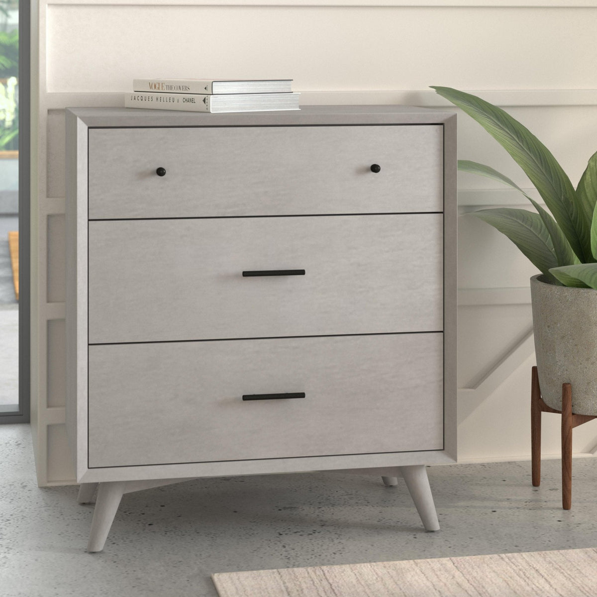 Flynn Mid Century Modern 3 Drawer Small Chest - Gray