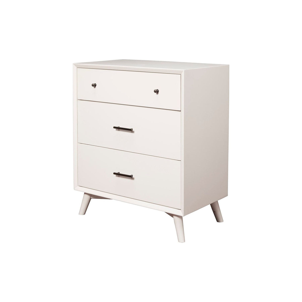Flynn Mid Century Modern 3 Drawer Small Chest - White