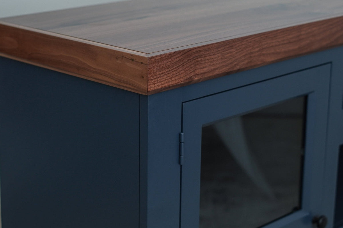 Harbor Bay TV Console, Midnight Blue with Walnut Top