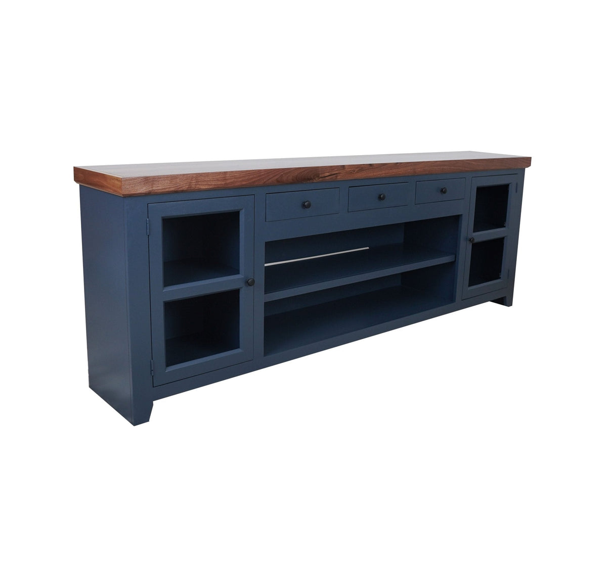 Harbor Bay TV Console, Midnight Blue with Walnut Top