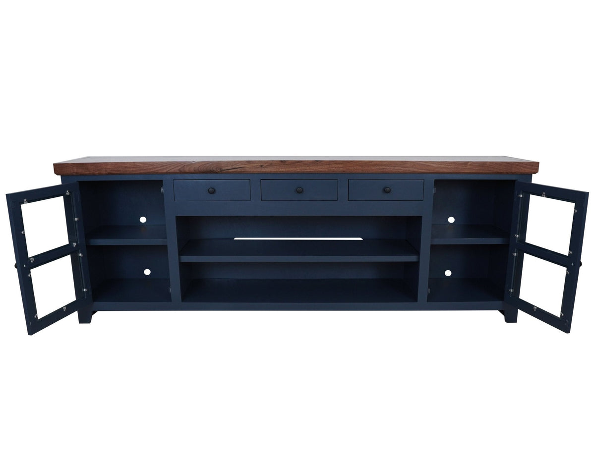 Harbor Bay TV Console, Midnight Blue with Walnut Top