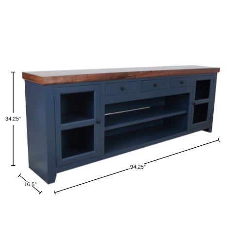 Harbor Bay TV Console, Midnight Blue with Walnut Top