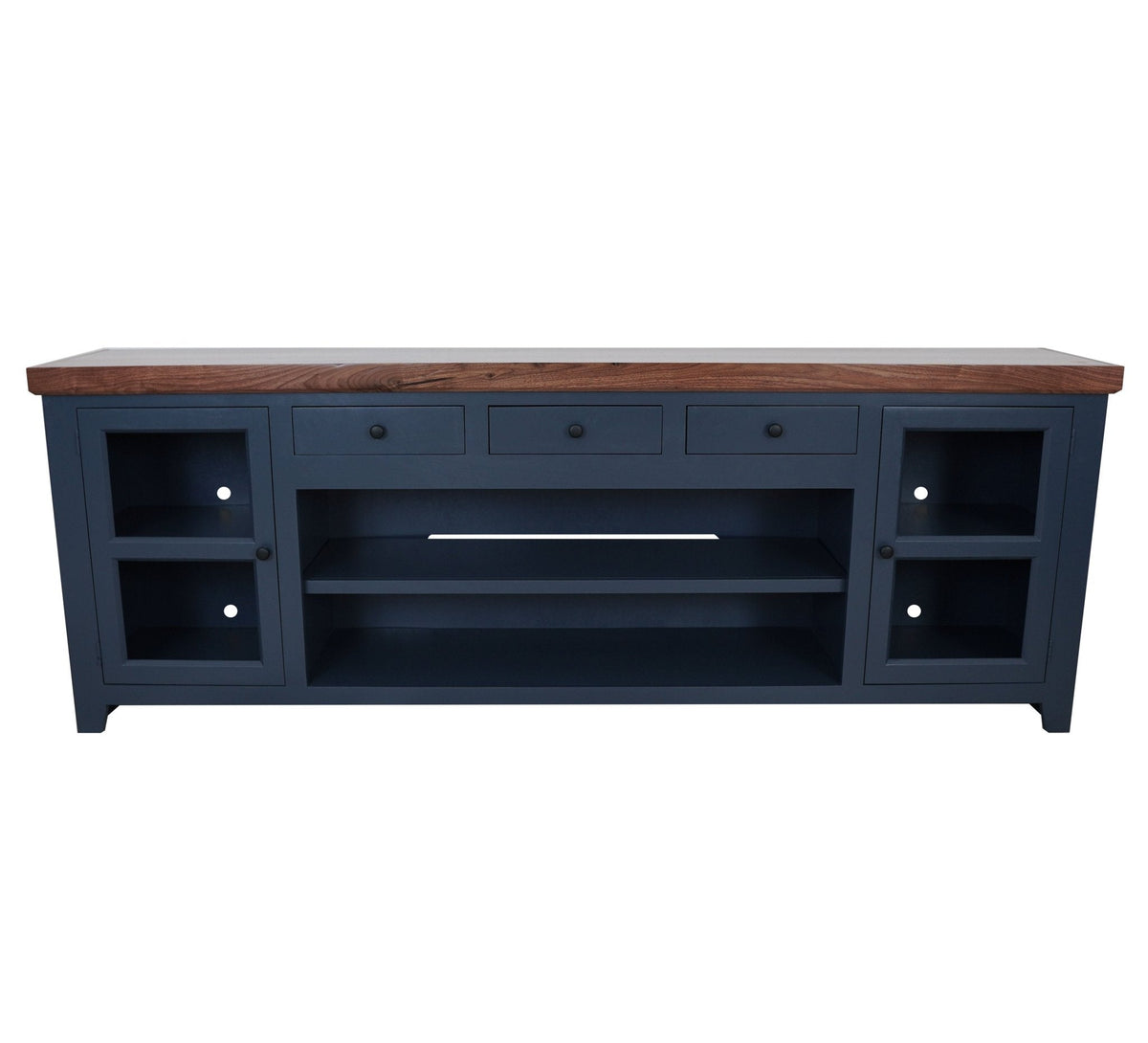 Harbor Bay TV Console, Midnight Blue with Walnut Top