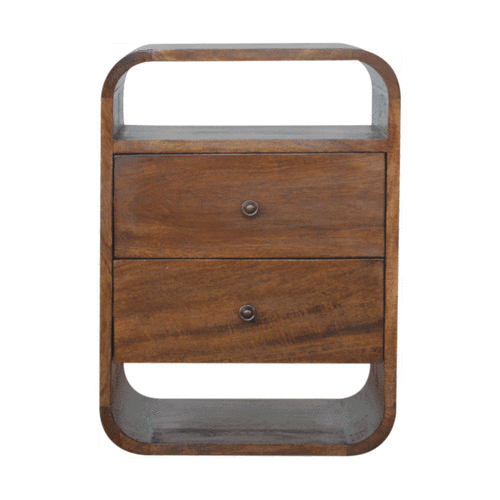 Chestnut Curve 2 Drawer nightstand