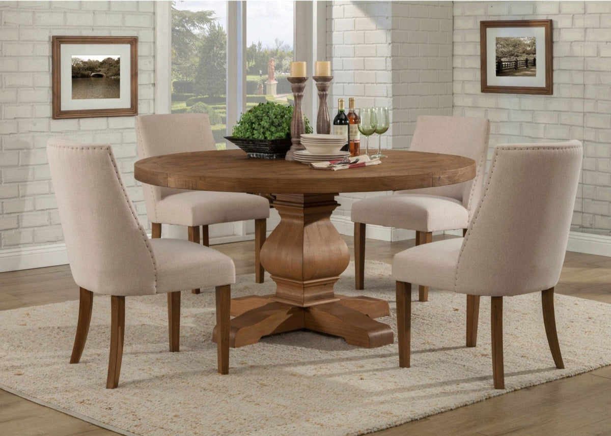Kensington Round Solid Pine Dining Table - Reclaimed Natural