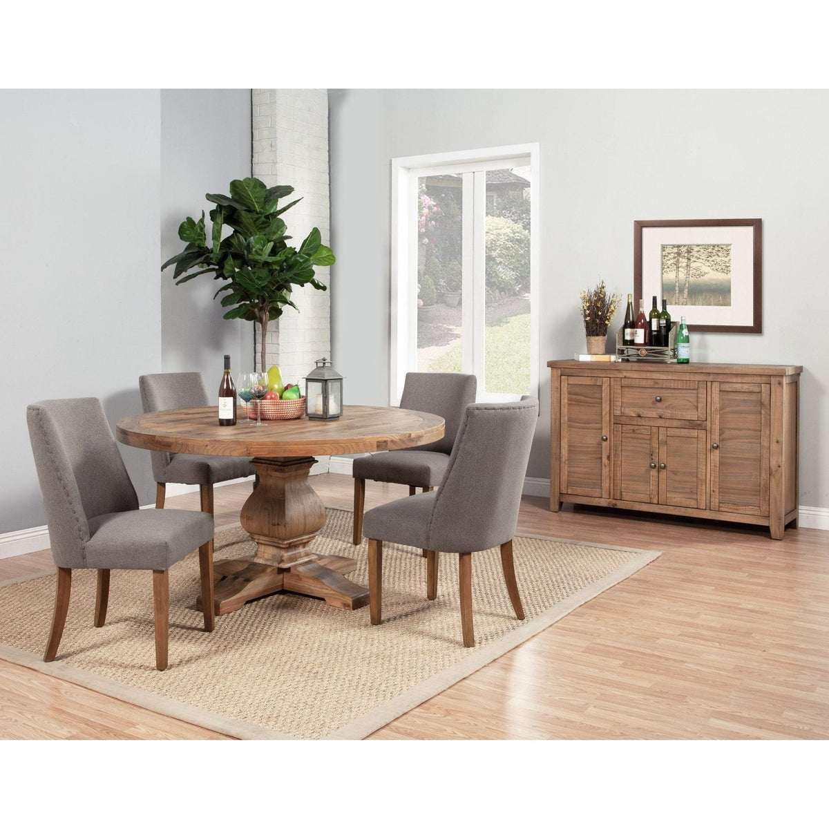 Kensington Round Solid Pine Dining Table - Reclaimed Natural