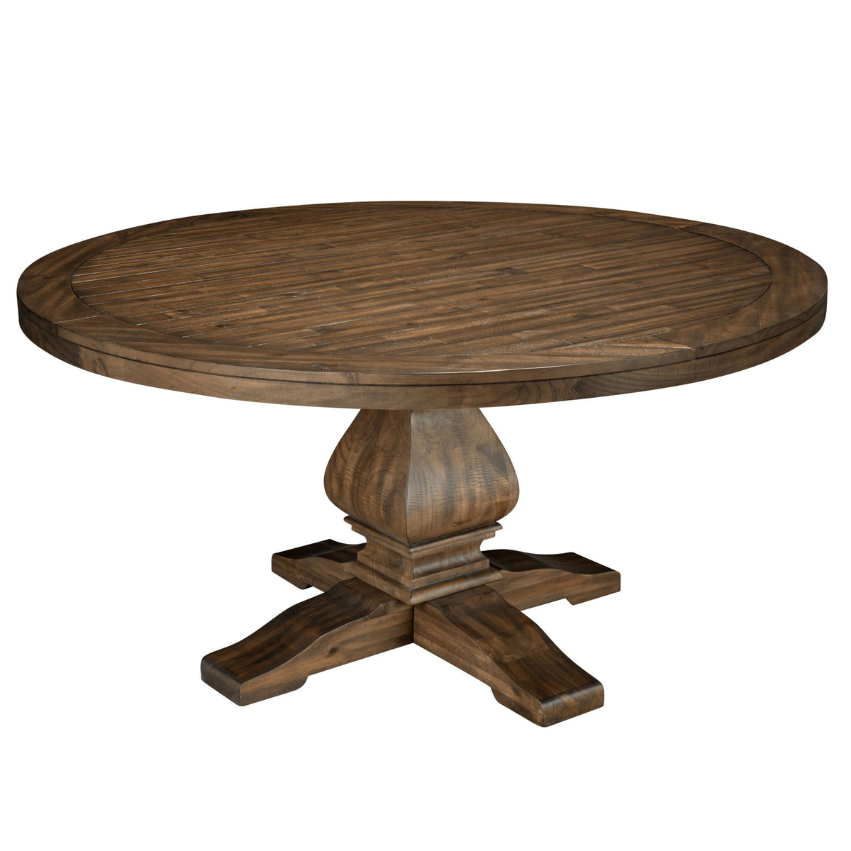 Kensington Round Solid Pine Dining Table - Walnut