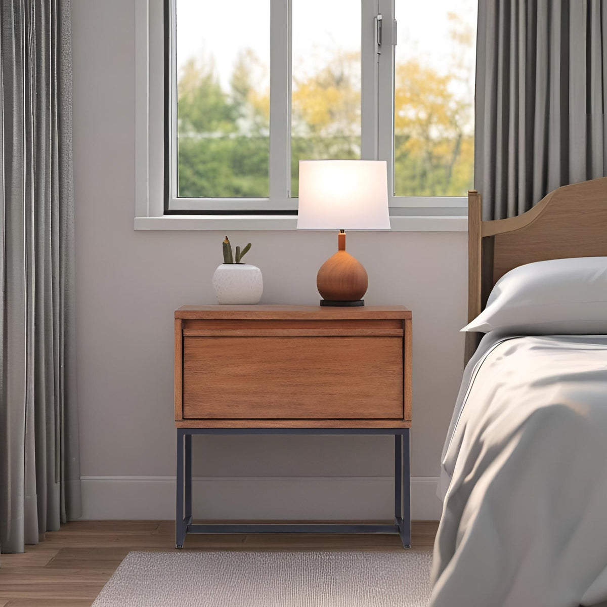 Levi Nightstand, Teak Brown
