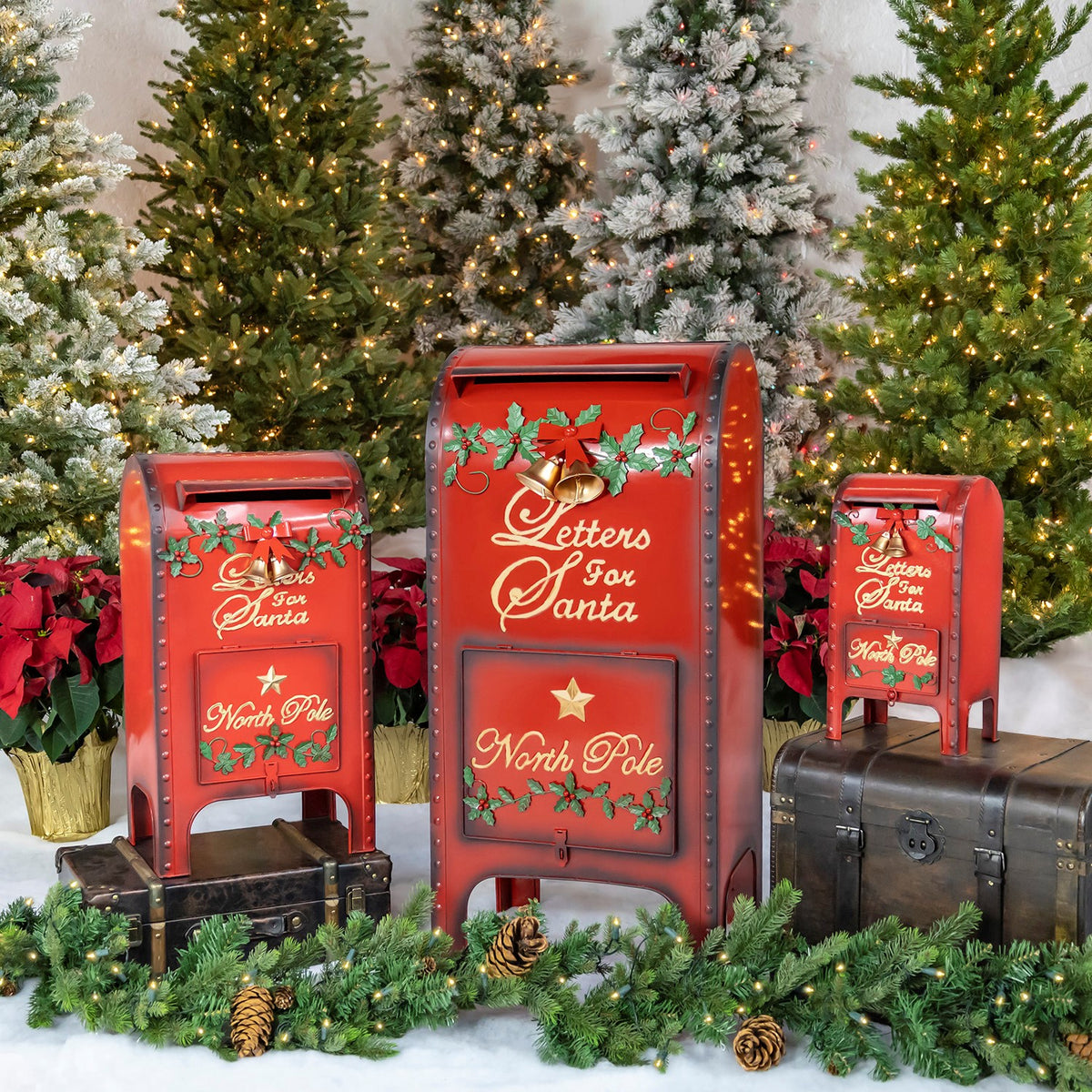 Set of 3 "Letters for Santa" Christmas Mailboxes