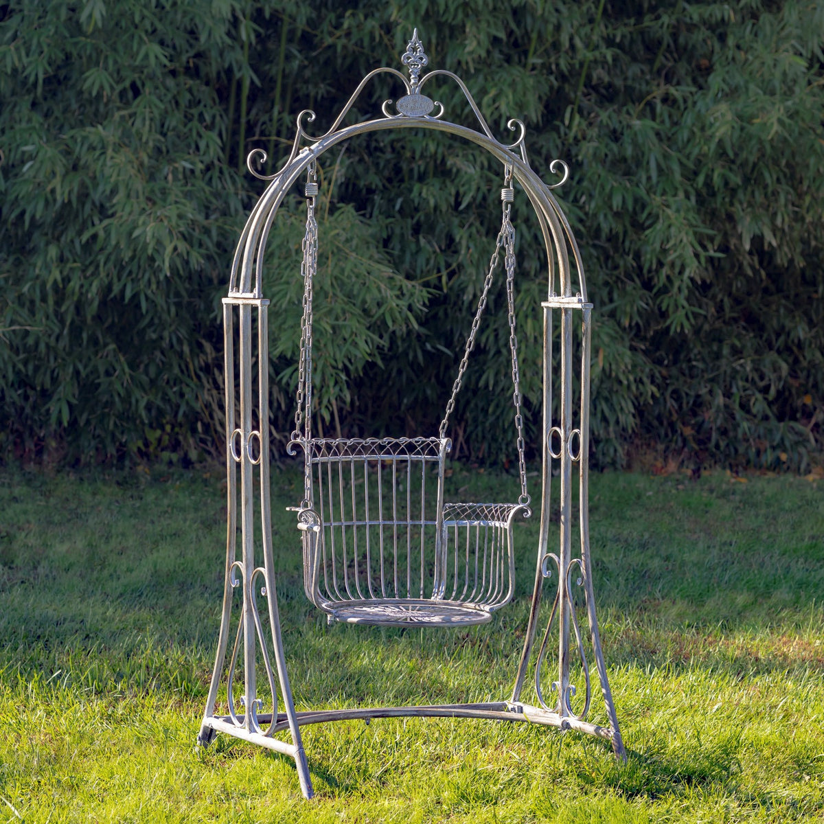 "Oasis" Iron Garden Swing Chair in Blue-Bronze
