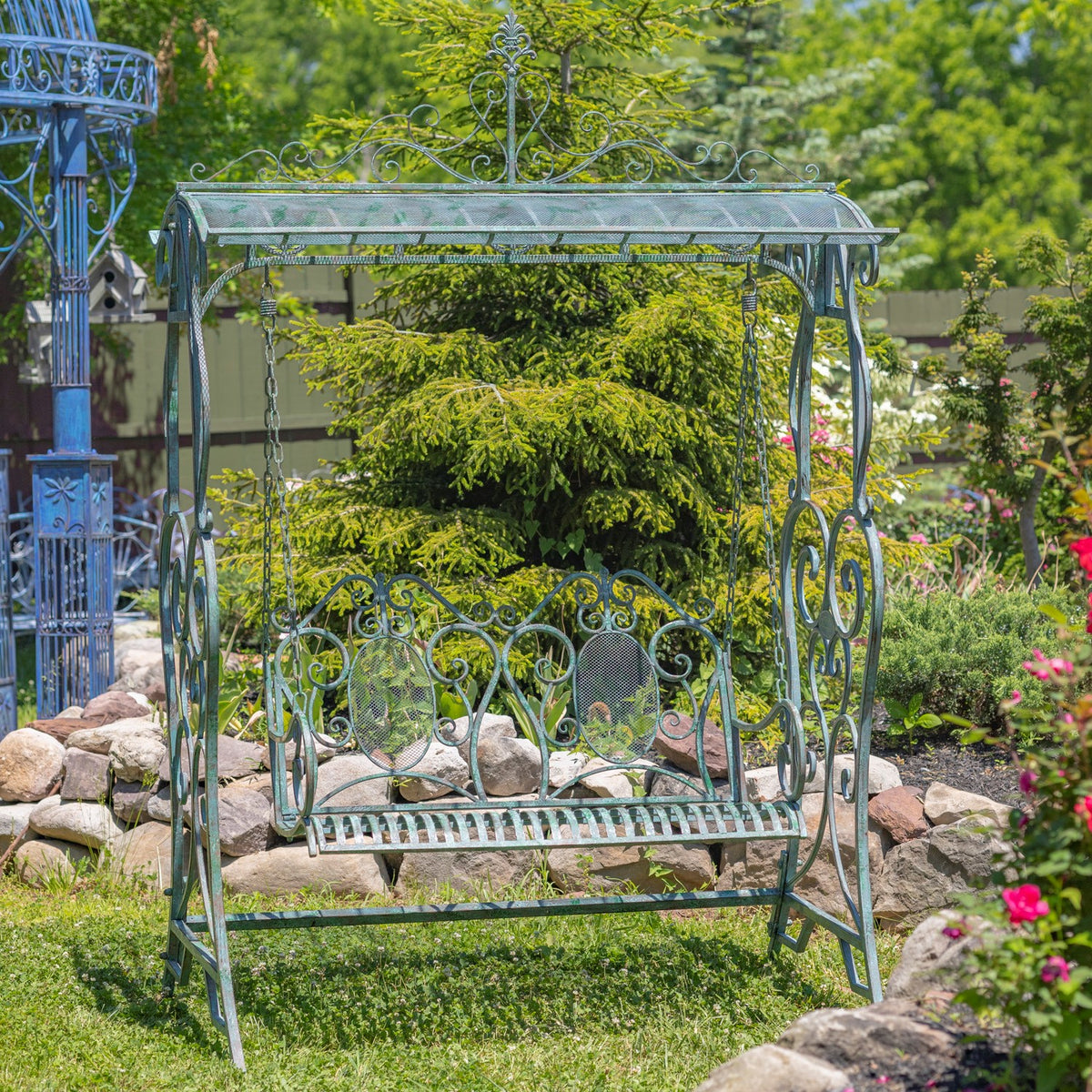 "Giorgi" 92in. Tall Iron Swing Bench