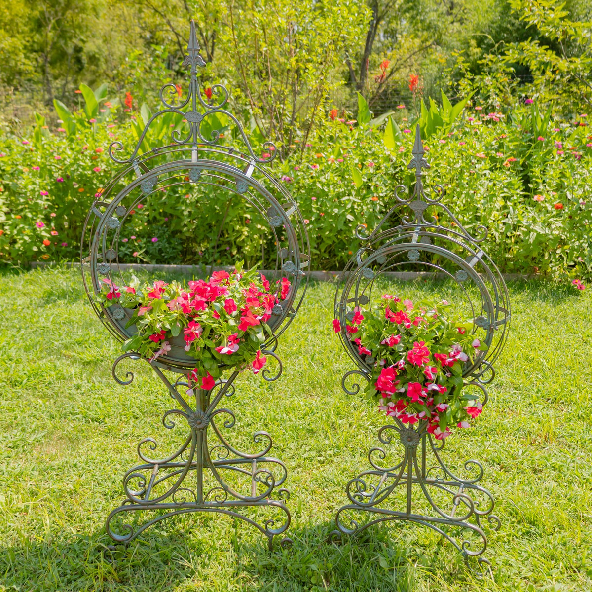 Set of 2 Tall "Tamar" Iron Planters