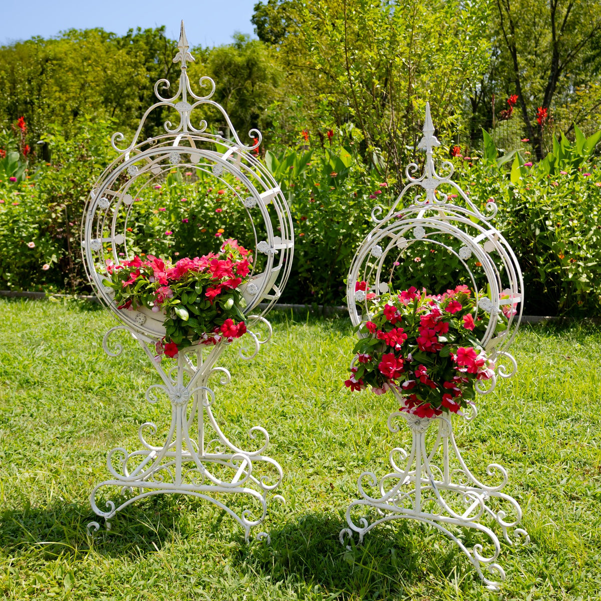 Set of 2 Tall "Tamar" Iron Planters