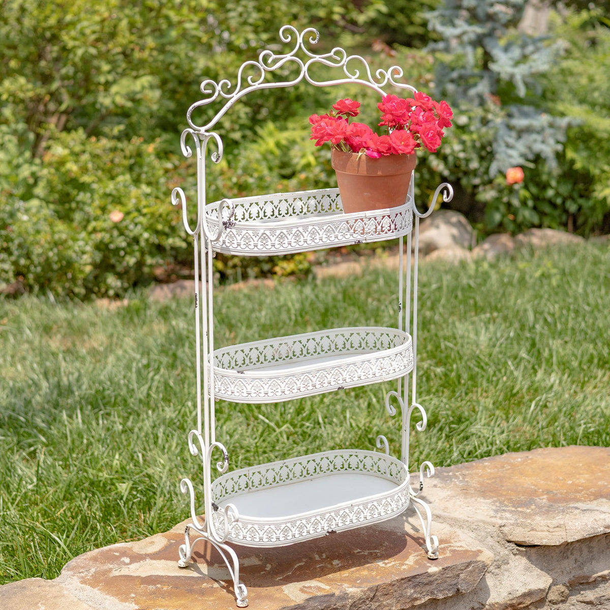 43" Tall Three Tier Iron Plant Stand