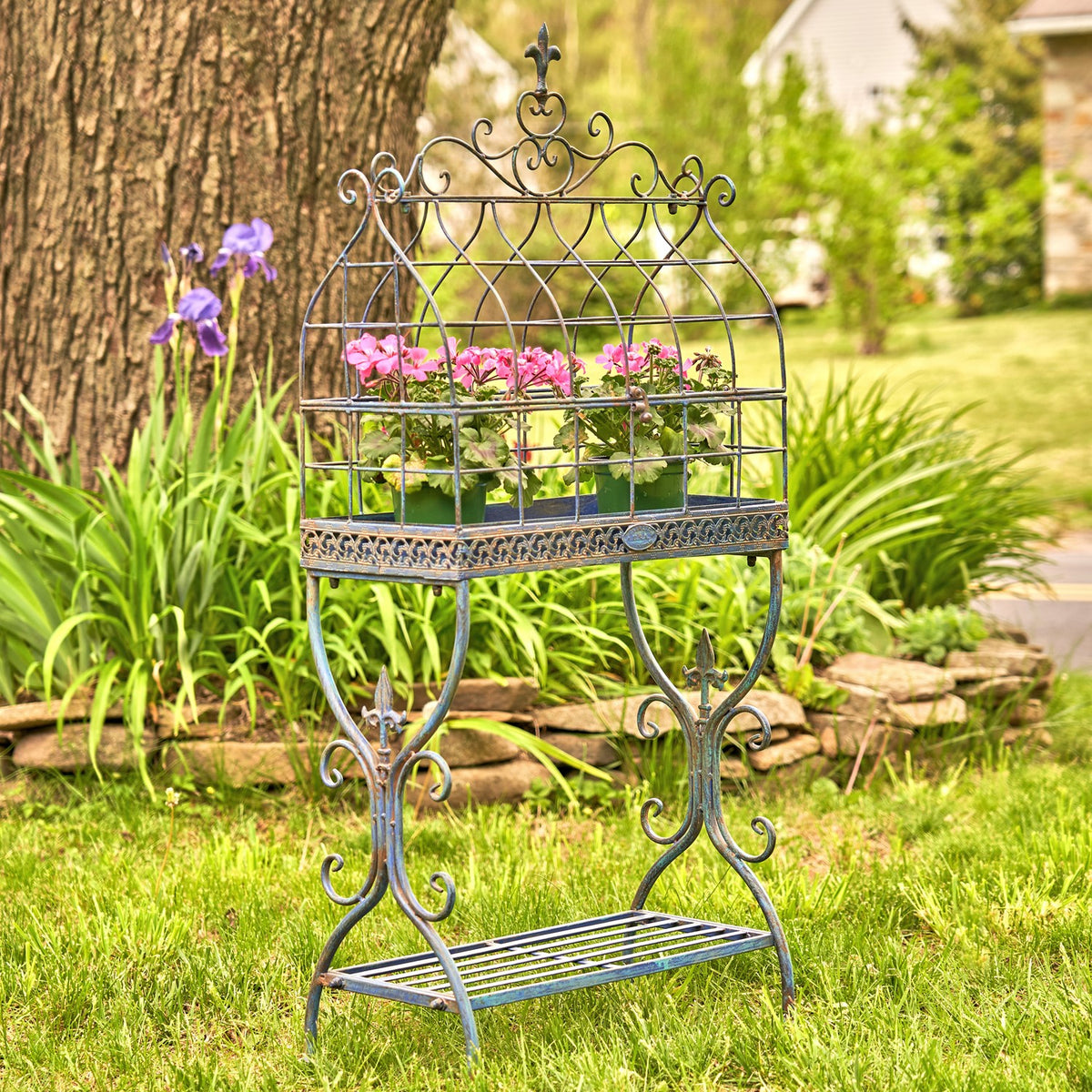 42.5" Tall Iron Cage Plant Stand "Paris 1968"