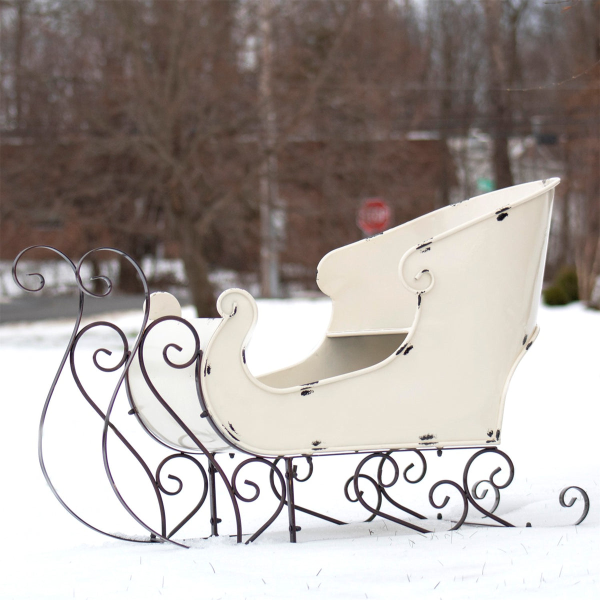25" Tall Metal Holiday Sleigh Decoration