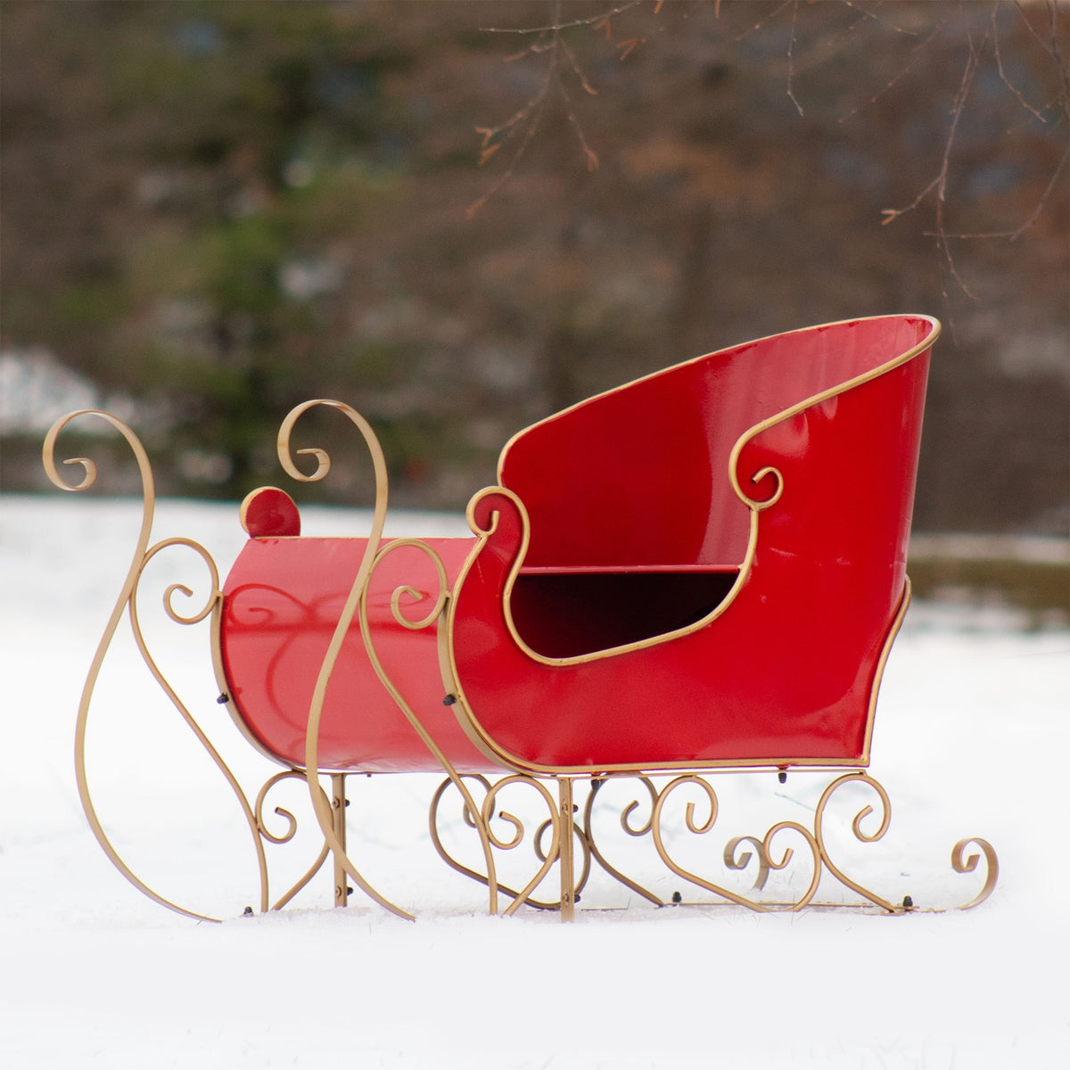 25" Tall Metal Holiday Sleigh Decoration