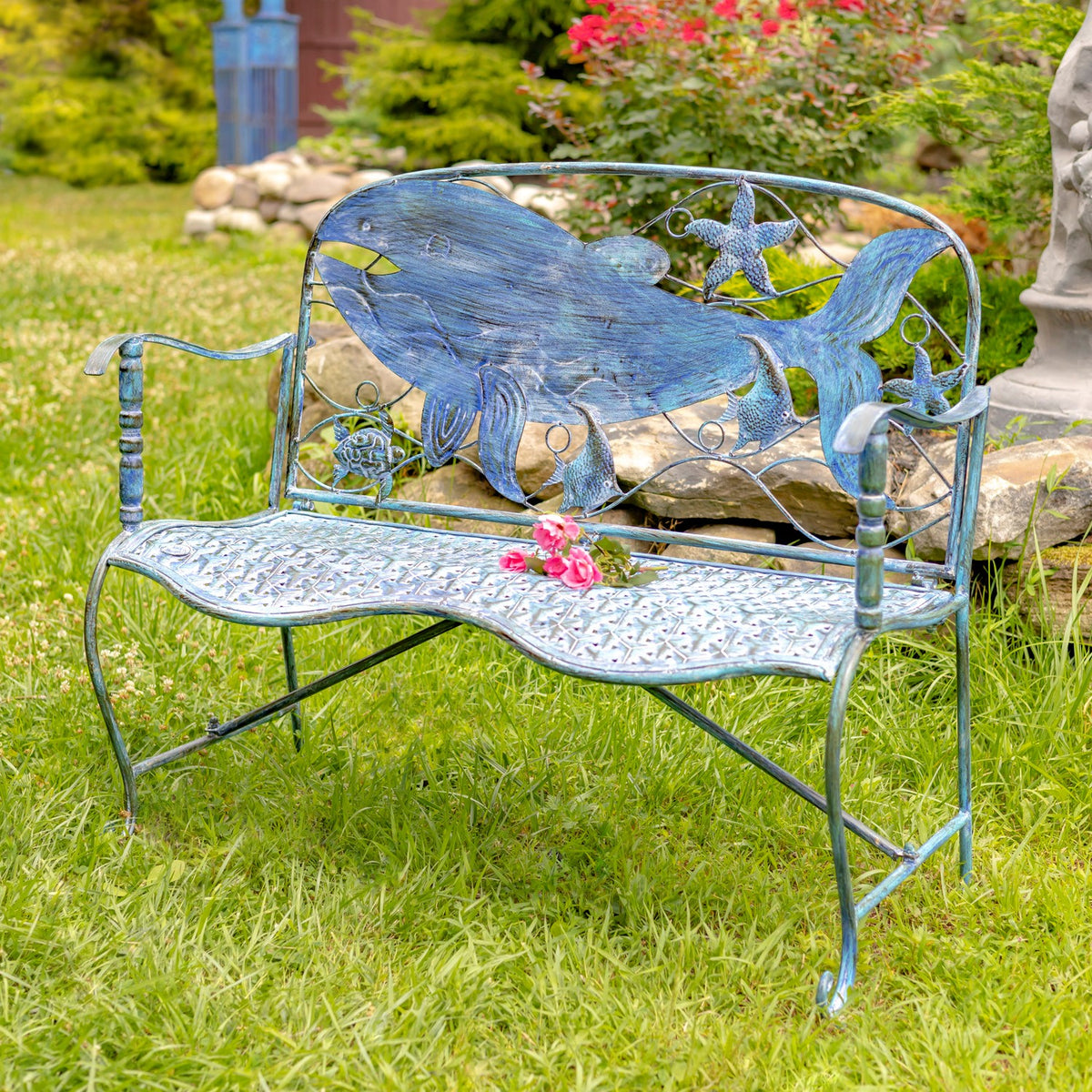 Coastal Whale Bench with Curved Seat "Herman"