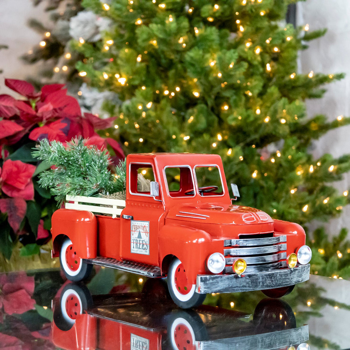 18" Red Metal Truck Decoration