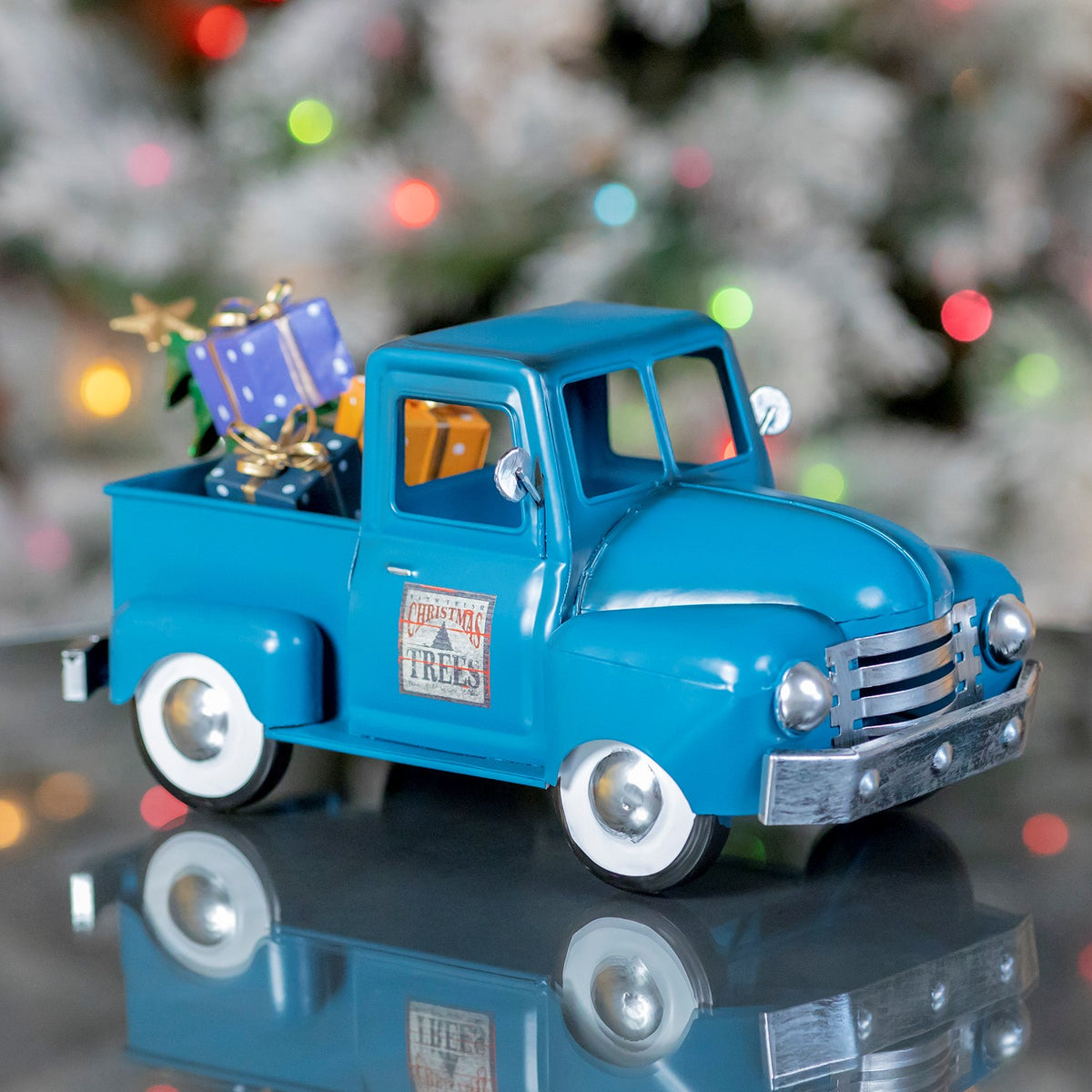Mini Metal Truck with Christmas Tree and Gifts