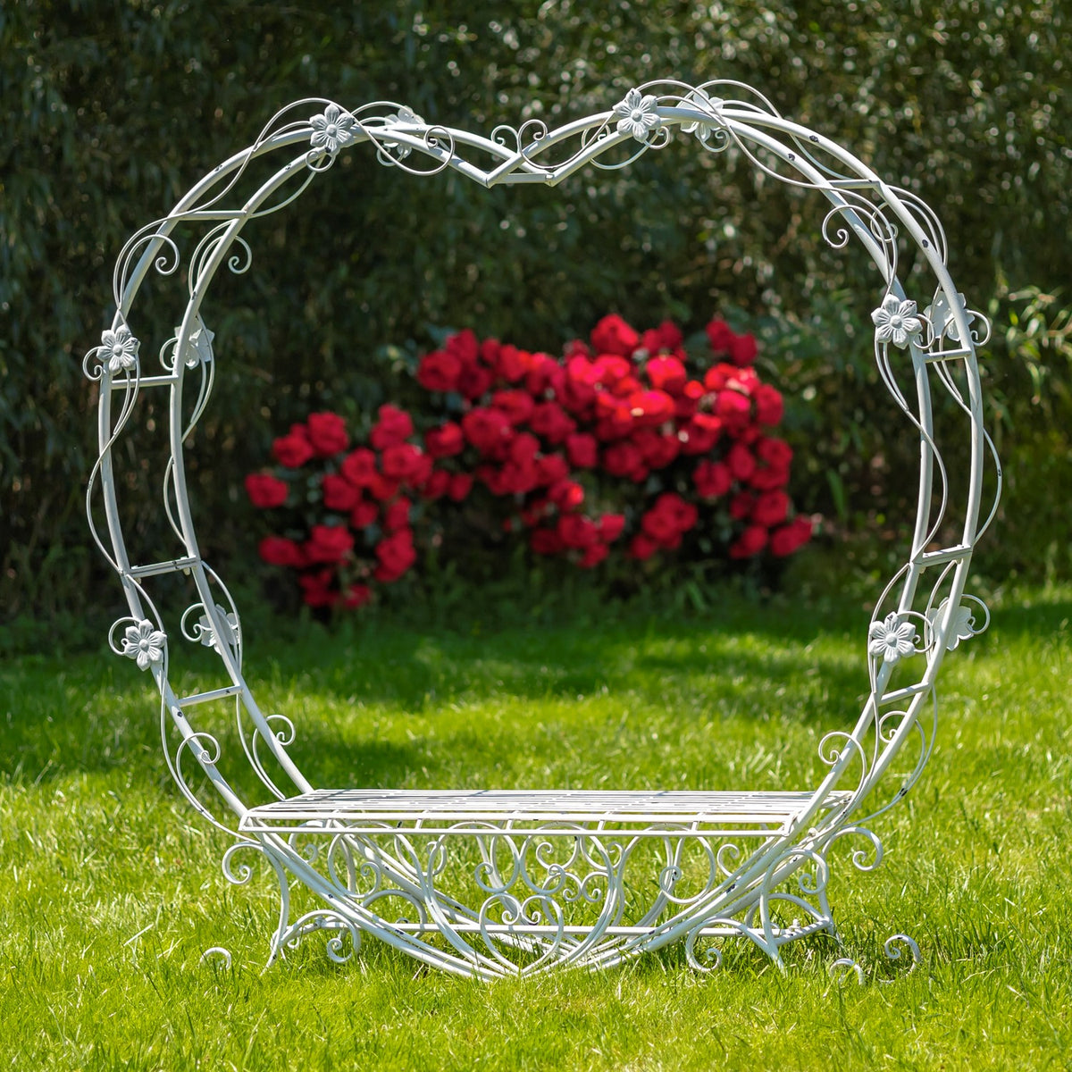 6.8ft. Tall Heart-Shaped Iron Bench "Amore"
