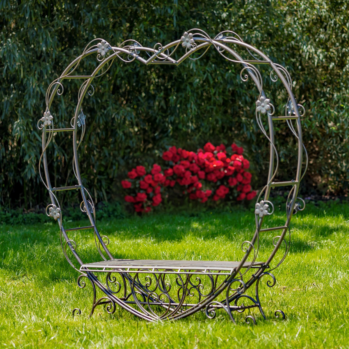 6.8ft. Tall Heart-Shaped Iron Bench "Amore"