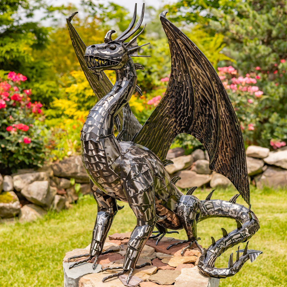39.5" Tall Iron Dragon Sentry Statue "Spike"