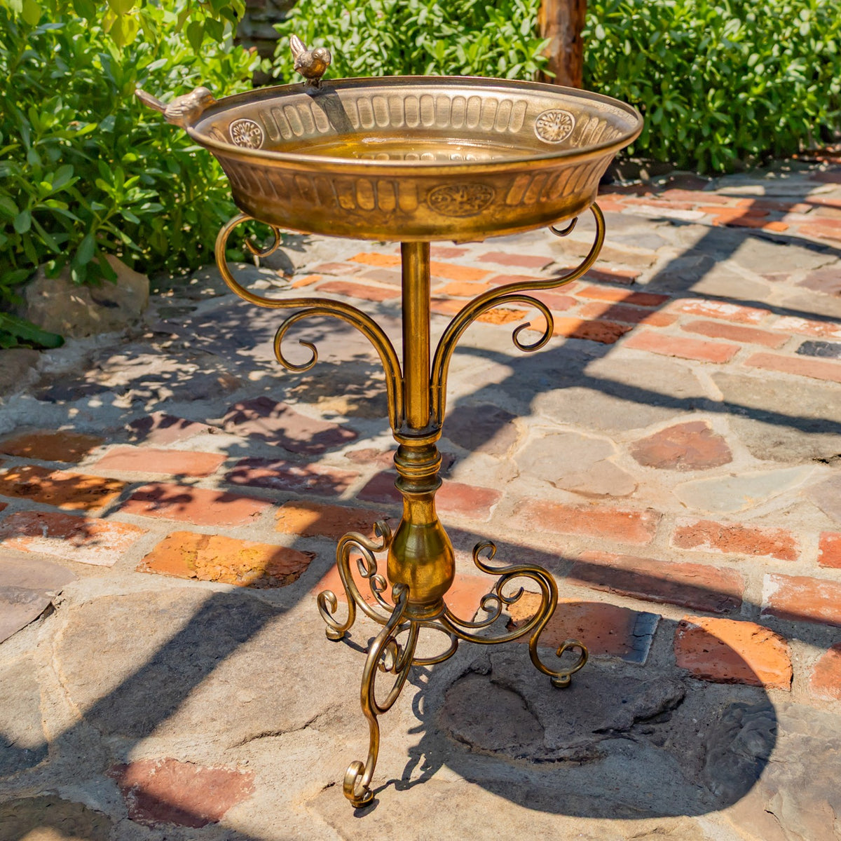 25.4" Tall Birdbath-Feeder with Ornate Stand