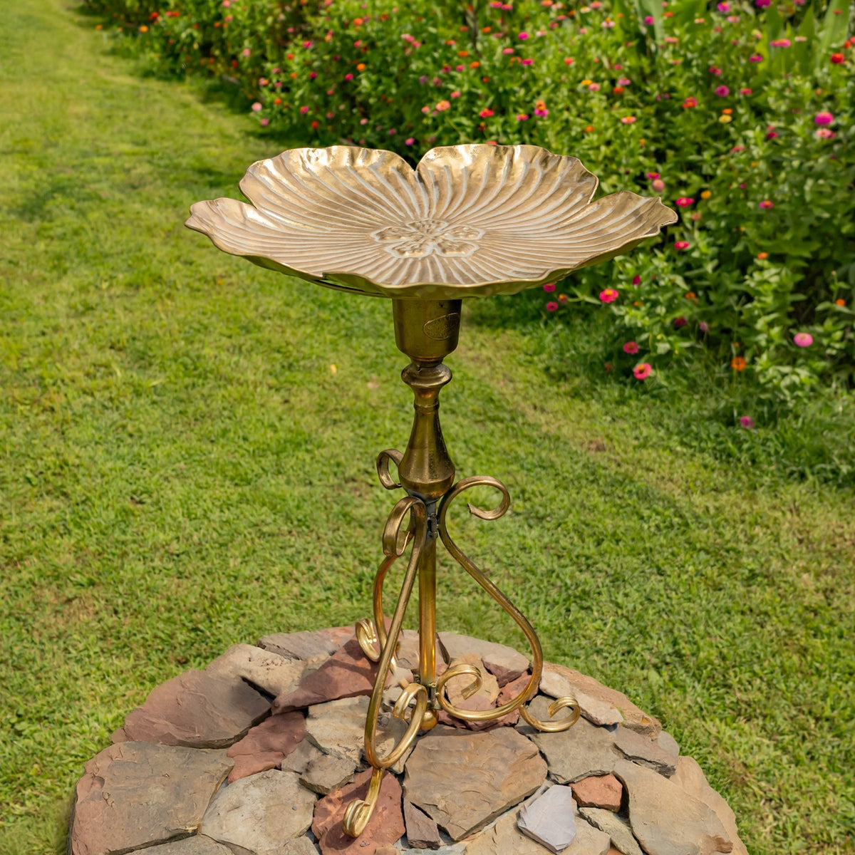 30.3" Tall Birdbath-Feeder with Ornate Stand