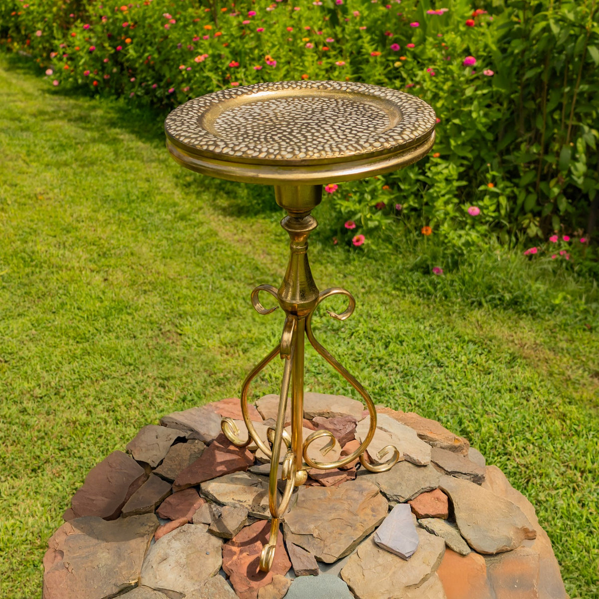 29.3" Tall Round Metal Plant Stand-Birdfeeder