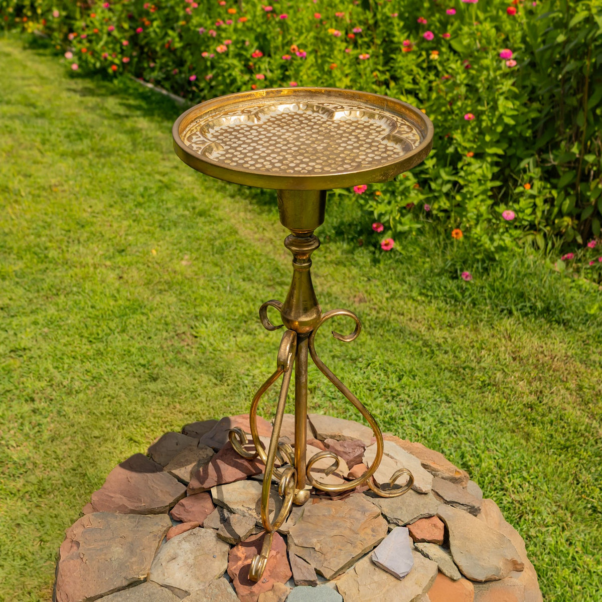 29.5" Tall Round Metal Plant Stand-Birdfeeder