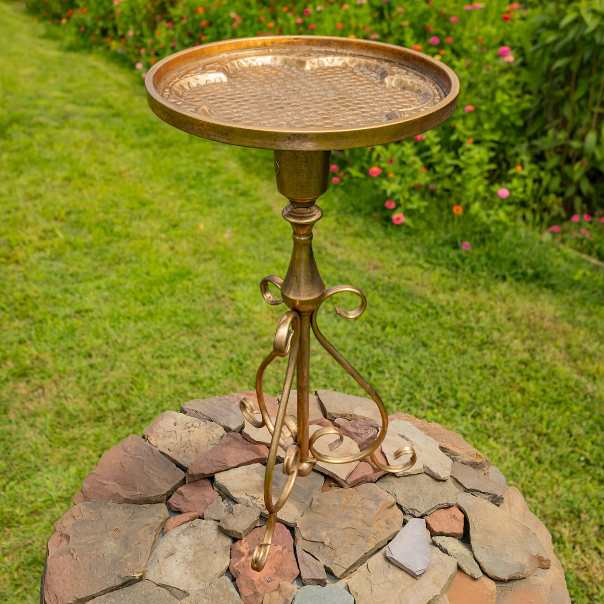 29.5" Tall Round Metal Plant Stand-Birdfeeder