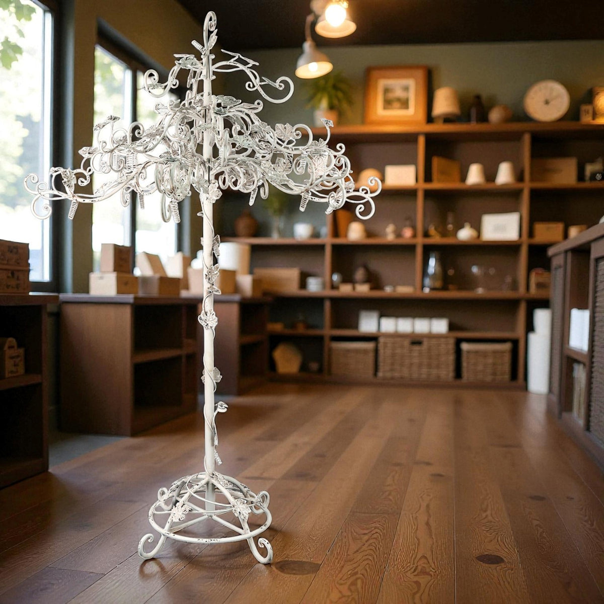 67" Tall Medium Standing Iron Rose Tree Display "Stephania"