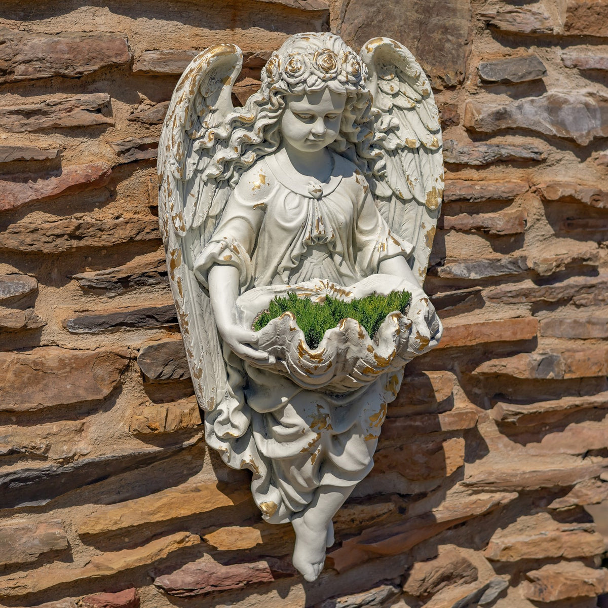 30" Tall Wall Hanging Cherub Flower Planter