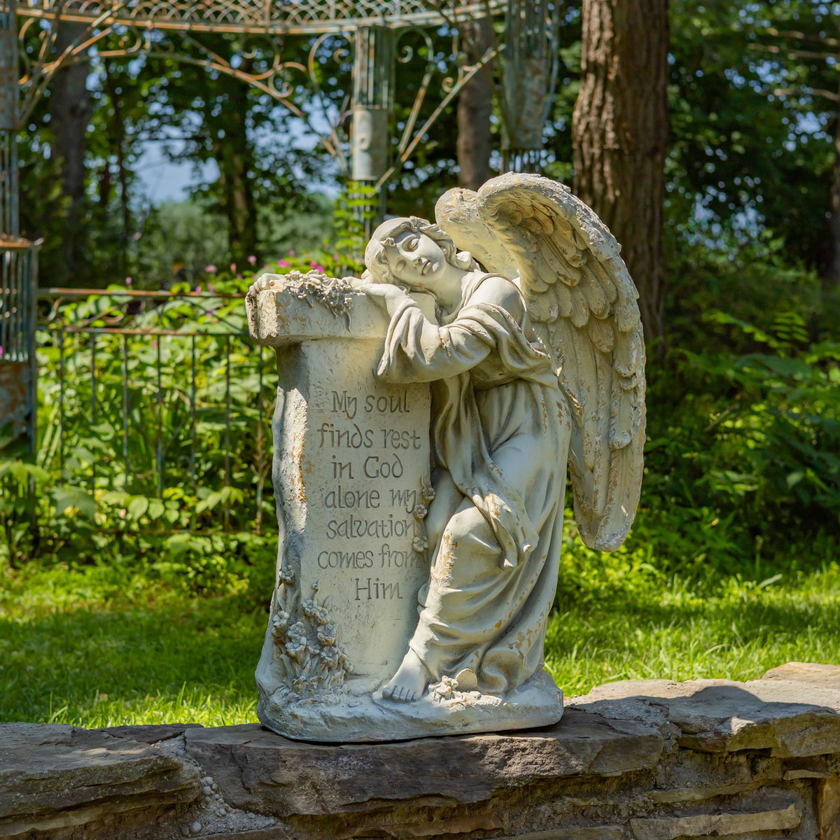 34" Tall Mourning Angel Statue with Pedestal
