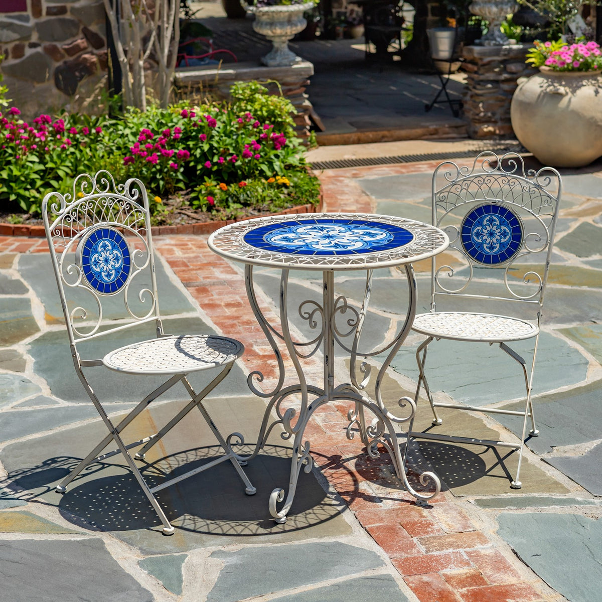 Catalonia Three Piece Mosaic Bistro Set "Écusson"