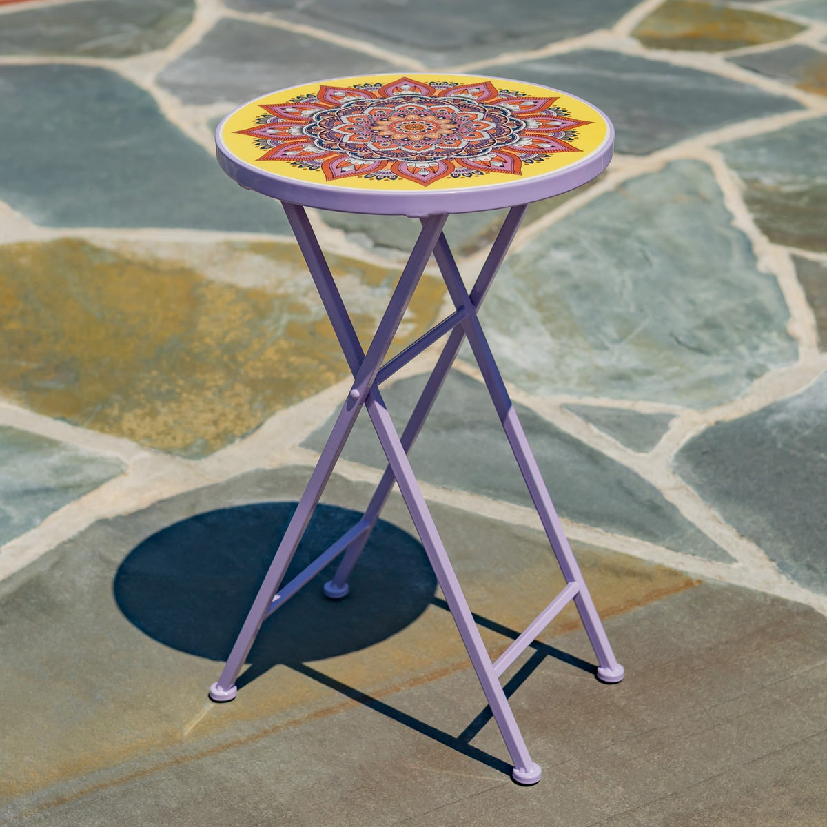 "Portofino" 23" Tall Mosaic Folding Plant Stand - Purple