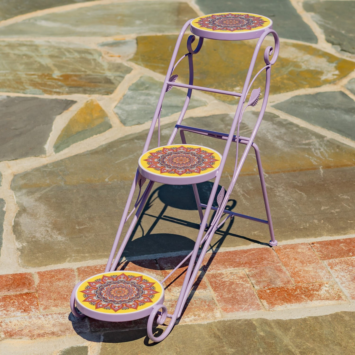 "Portofino" 23.5" Tall Staggered Three-Tier Plant Stand - Purple