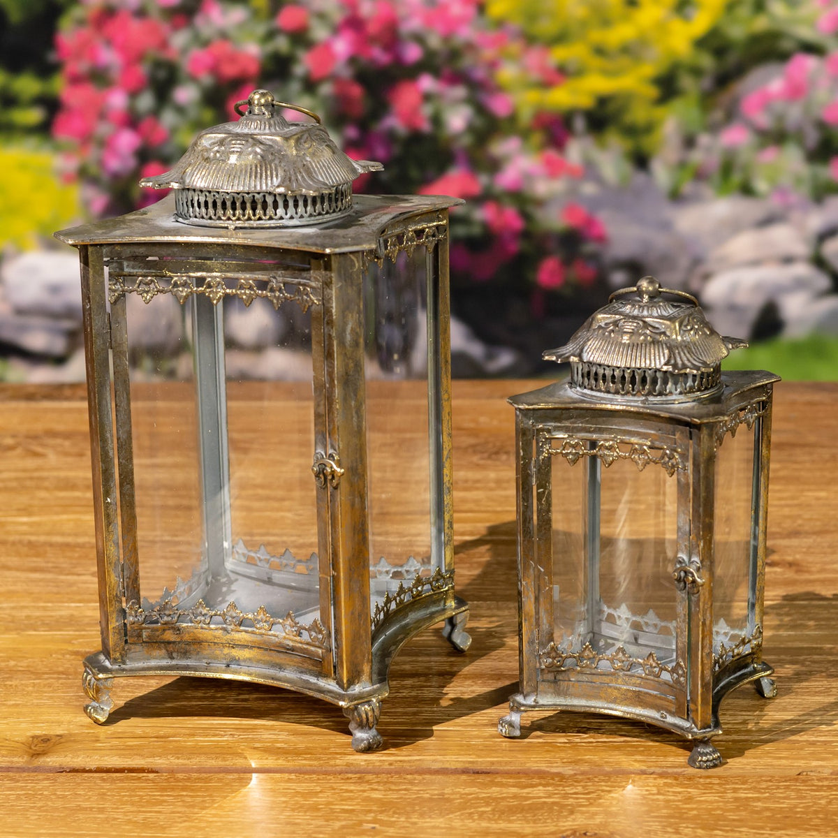 Set of 2 Iron/Glass Terrariums "Frankfurt"